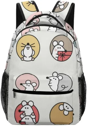 Casual Daypacks Backpacks Laptop Backpack Cute Mice Colorful Red Pink Work Bussiness School Students Bookbag Travel Hiking Gym Bags Waterproof Lightweight Women Men