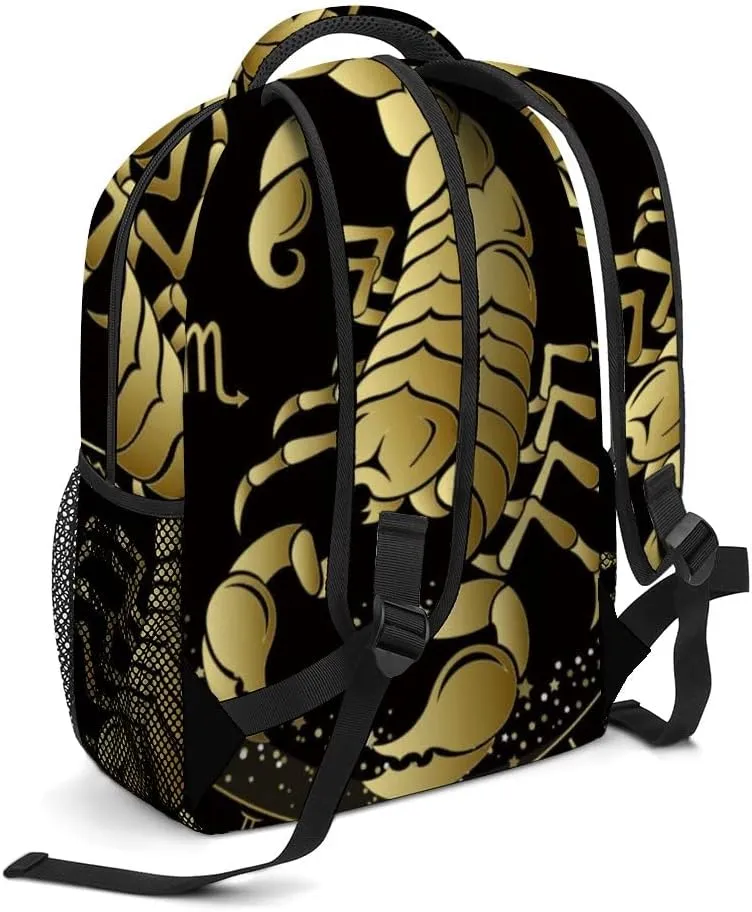 Casual Daypacks Backpacks Laptop Backpack Scorpio Zodiac Sign Yellow Work Bussiness School Students Bookbag Travel Hiking Gym Bags Waterproof Lightweight Women Men