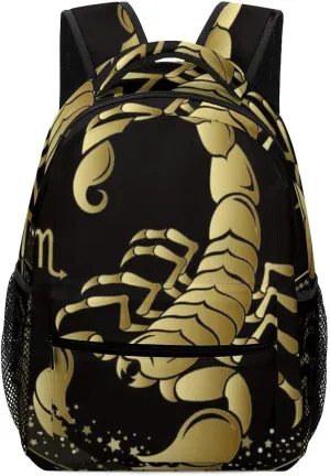 Casual Daypacks Backpacks Laptop Backpack Scorpio Zodiac Sign Yellow Work Bussiness School Students Bookbag Travel Hiking Gym Bags Waterproof Lightweight Women Men
