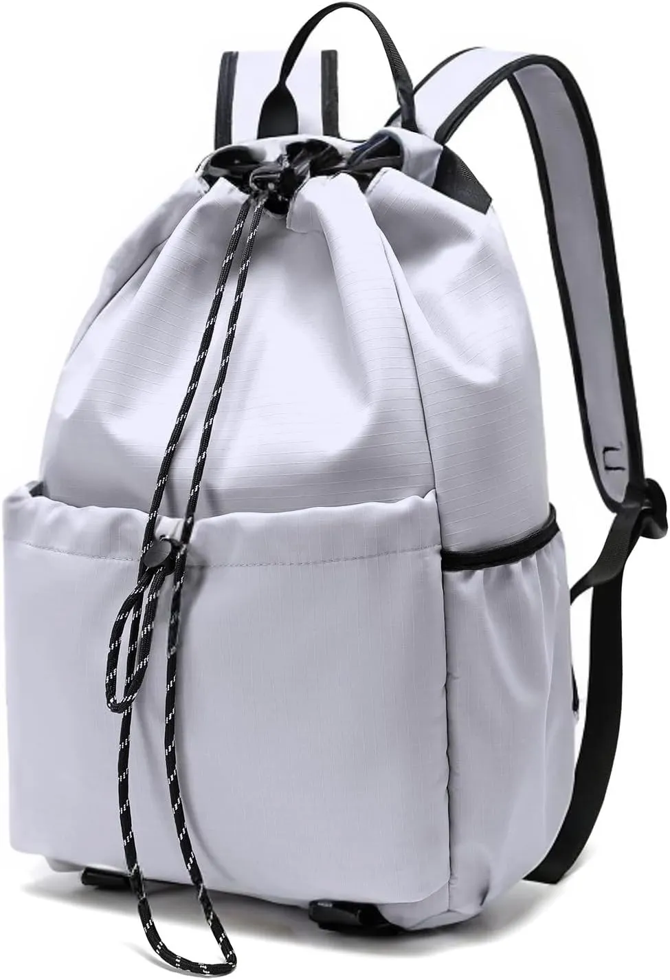 Casual Drawstring Backpack, 22L String Bag Gym Backpacks for Men Women, Water-Resistant Sports Bag Workout Backpack for Beach Swim Hiking Basketball Outdoor Activities Carry Everywhere, Grey