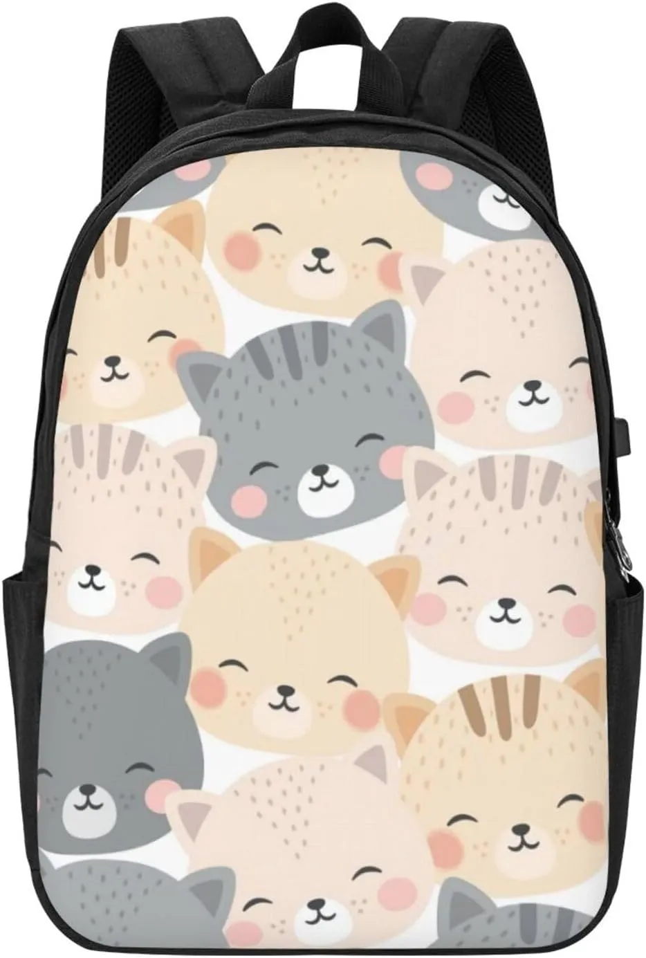 Cats Kitten Cute Pastel Backpack, 17 Inch Travel Business Laptop Backpack With USB Port for Women Men