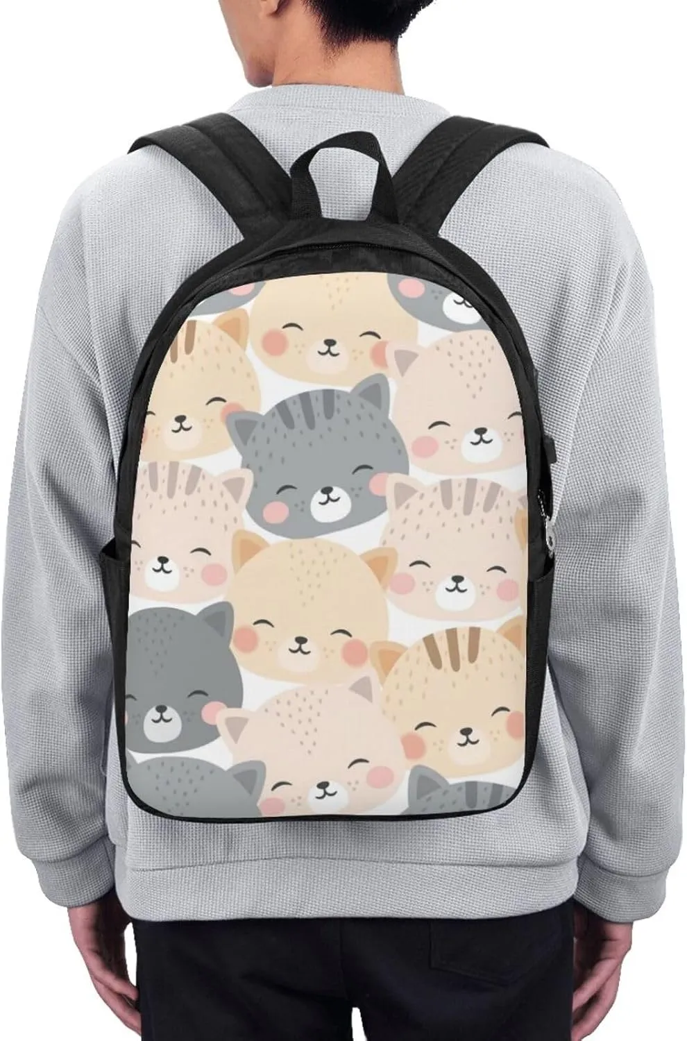 Cats Kitten Cute Pastel Backpack, 17 Inch Travel Business Laptop Backpack With USB Port for Women Men