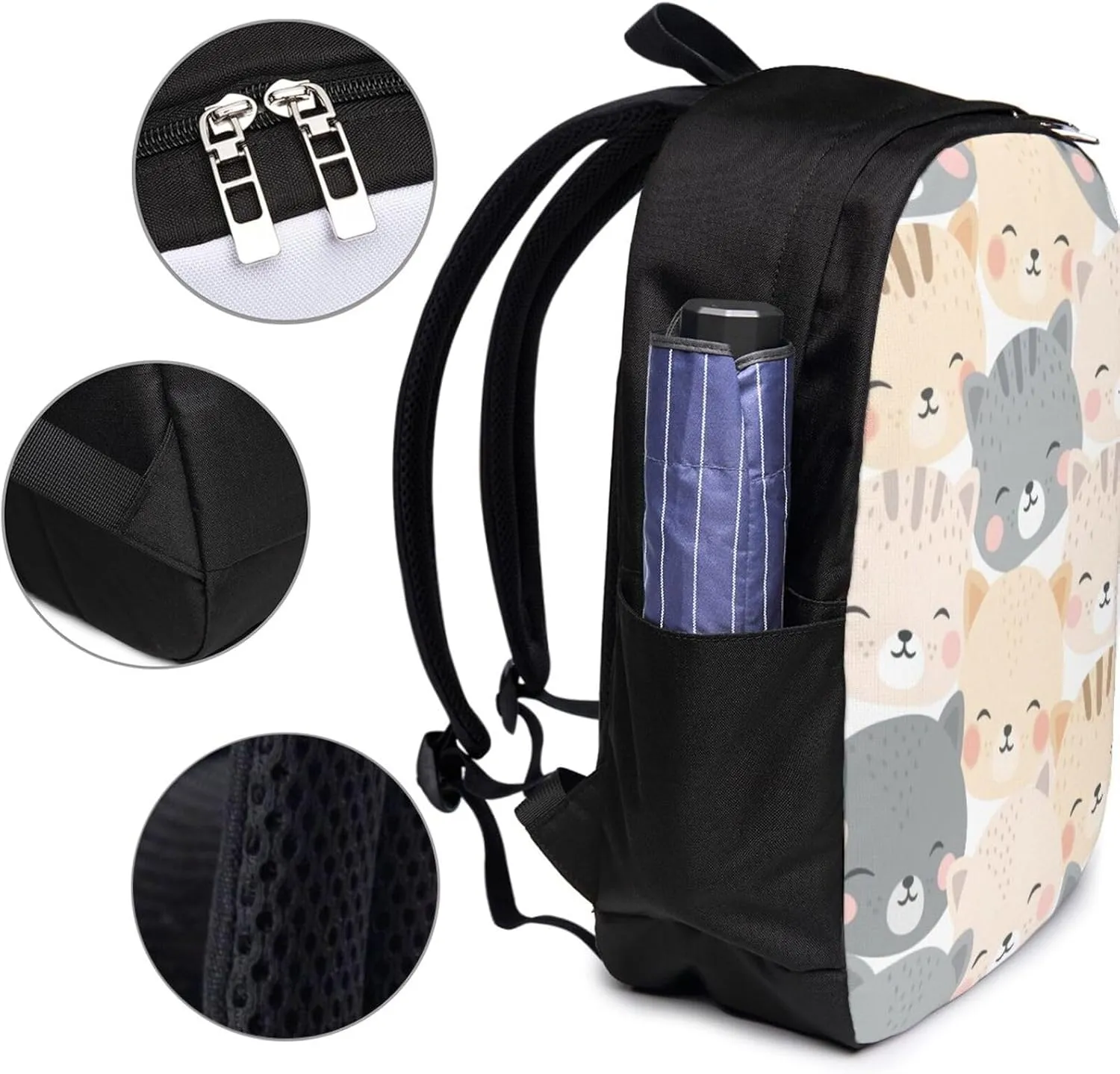 Cats Kitten Cute Pastel Backpack, 17 Inch Travel Business Laptop Backpack With USB Port for Women Men