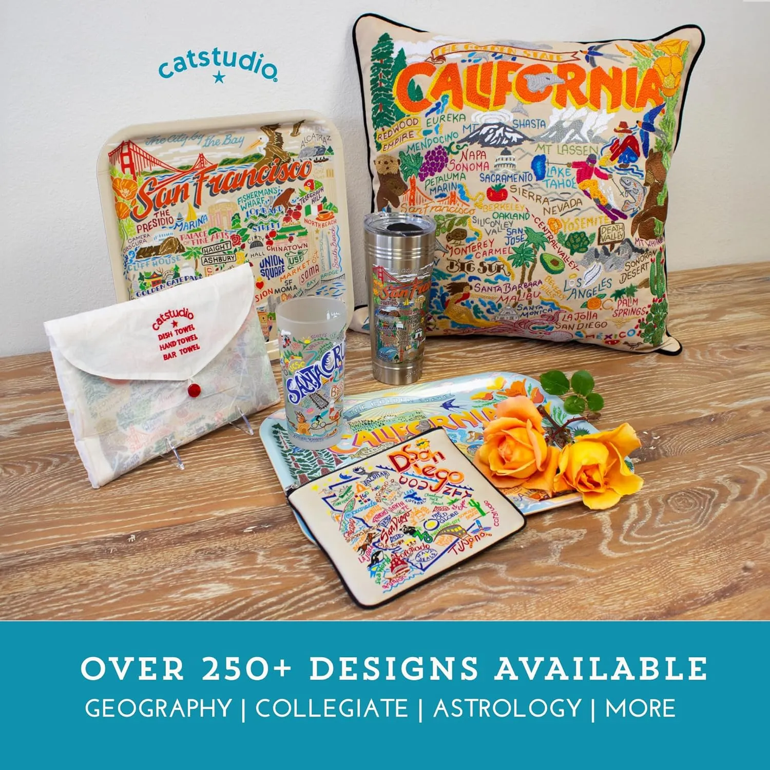 Catstudio Charlotte Dish Towel - U.S. City Souvenir Kitchen and Hand Towel with Original Artwork - Perfect Tea Towels for North Carolina Lovers, Travel Souvenir