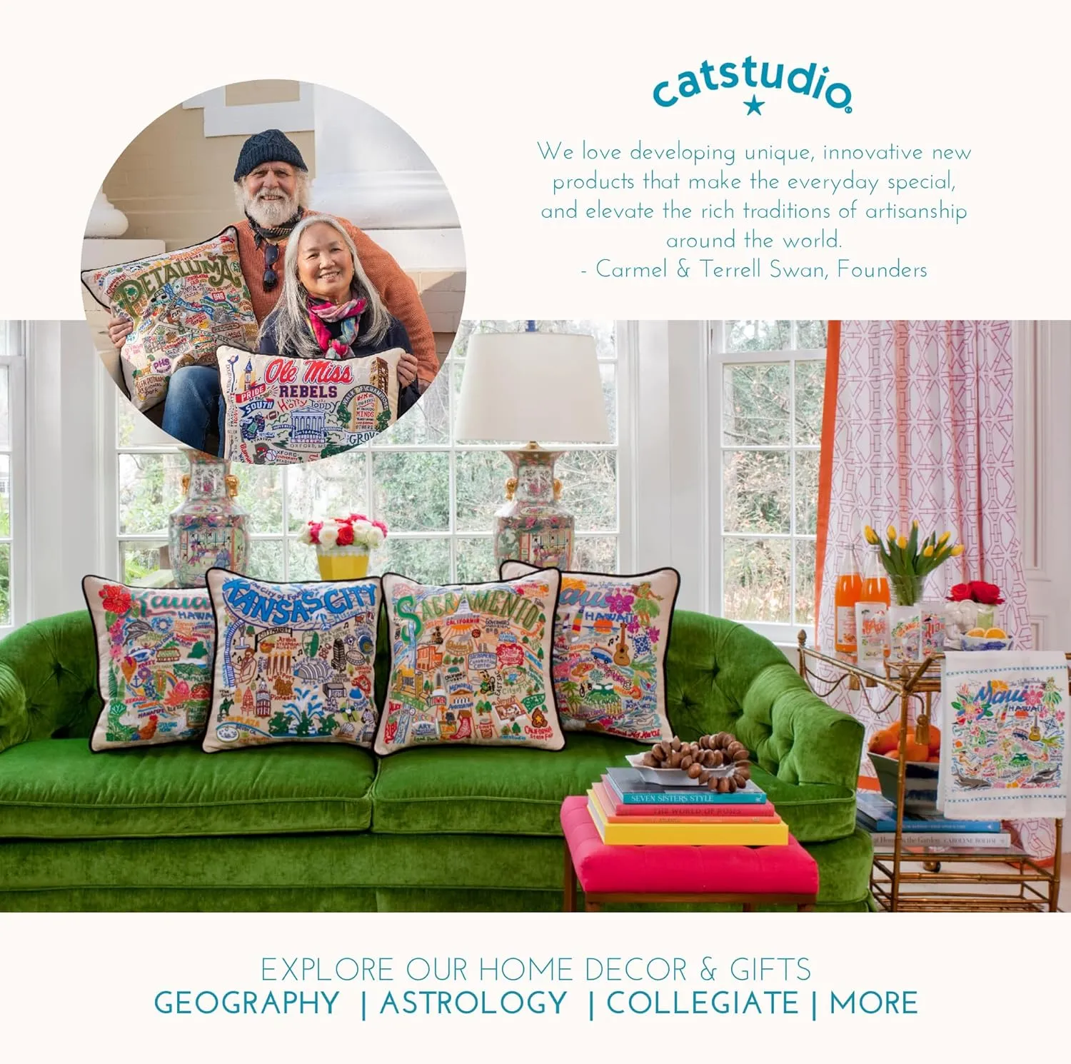 Catstudio Charlotte Dish Towel - U.S. City Souvenir Kitchen and Hand Towel with Original Artwork - Perfect Tea Towels for North Carolina Lovers, Travel Souvenir