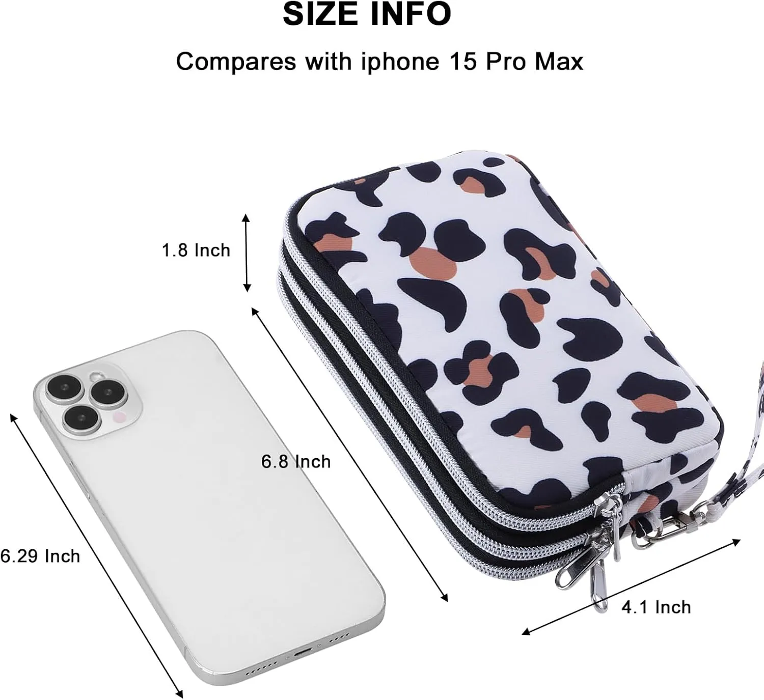 Cellphone Wristlet Wallets for Women Large Capacity Clutch Purse 3 Zipper Compartments 6 Card Slots Anti-water Handbag