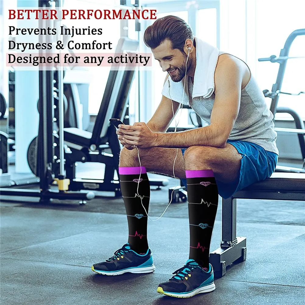 CHARMKING 6 Pairs-Compression Socks for Women & Men Circulation Best Support for Nurses, Running, Athletic,Flight Travel