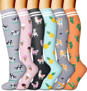 CHARMKING 6 Pairs-Compression Socks for Women & Men Circulation Best Support for Nurses, Running, Athletic,Flight Travel