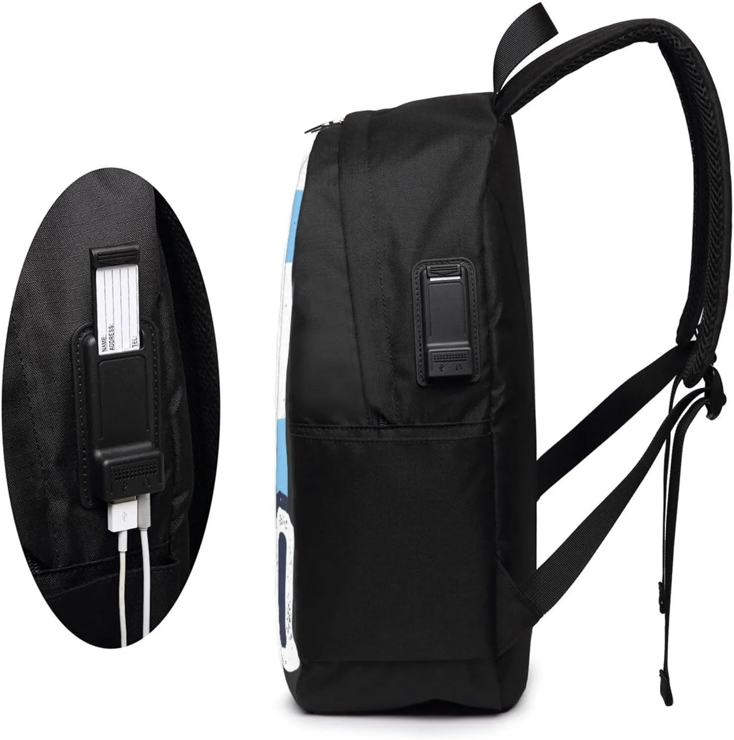 Chicago City Skyline Flag Laptop Backpacks Travel Backpack Casual Business Daypack Sport Rucksack Computer Bag Fits up to 17 Inch Notebook with USB Port