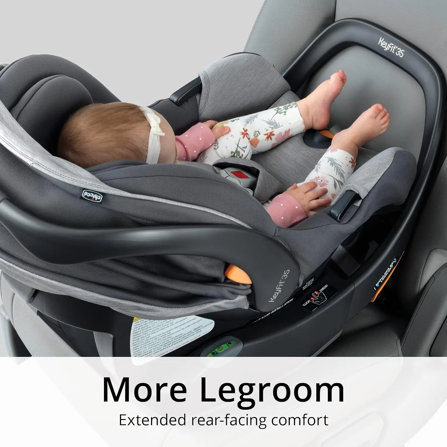 Chicco KeyFit 35 Zip ClearTex Infant Car Seat and Base - Rear-Facing for 4-35 lbs Infants, With Head/Body Support, Zip Shield, Compatible with Chicco Strollers