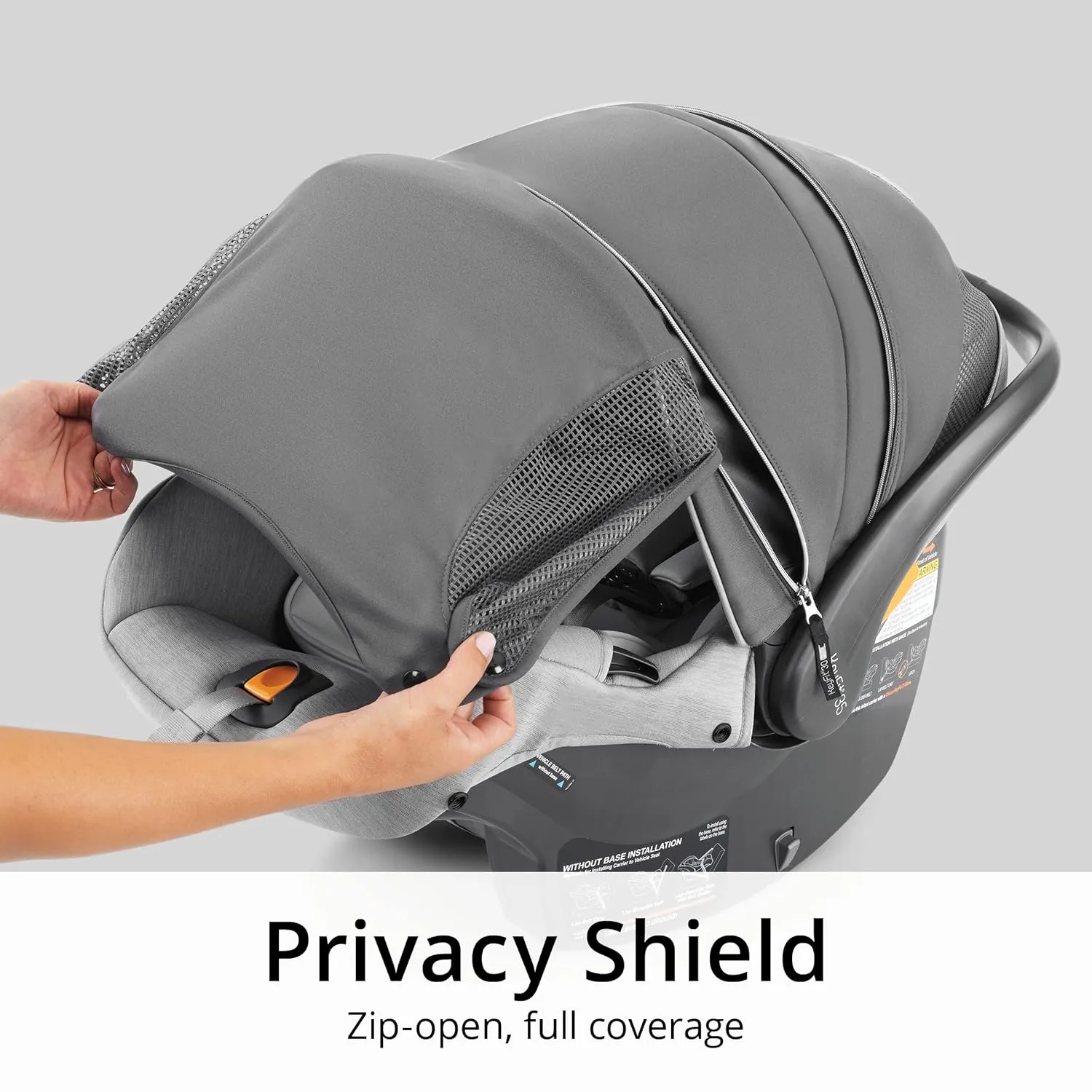 Chicco KeyFit 35 Zip ClearTex Infant Car Seat and Base - Rear-Facing for 4-35 lbs Infants, With Head/Body Support, Zip Shield, Compatible with Chicco Strollers