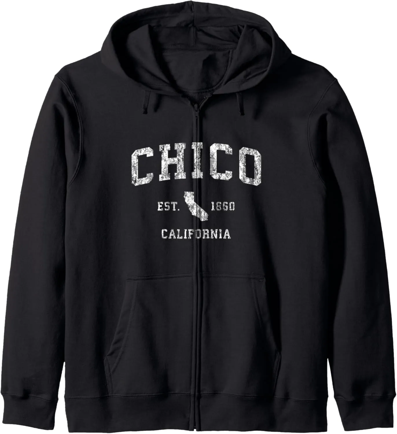 Chico California CA Vintage Athletic Sports Design Zip Hoodie