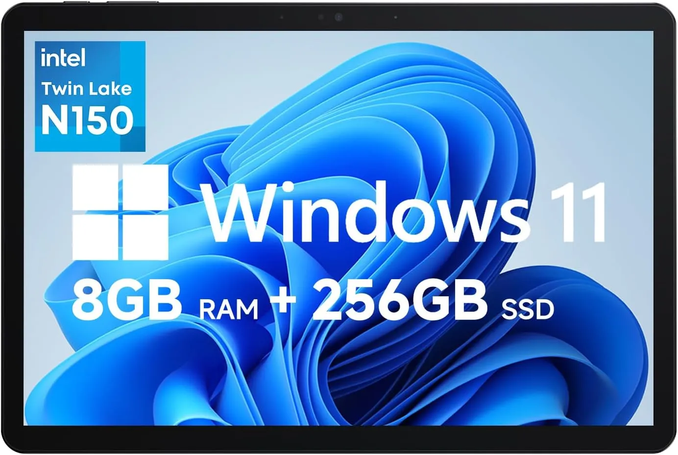 CHUWI 2025 Hi10 X1 Windows 11 Tablet 10.1'', Intel N150(Up to 3.6GHz), 8GB LPDDR5 256GB SSD, Windows Tablet PC, 8MP 5MP Cameras, WiFi 6, BT 5.2, HDMI, USB 3.2, Type C, Full HD, with Case