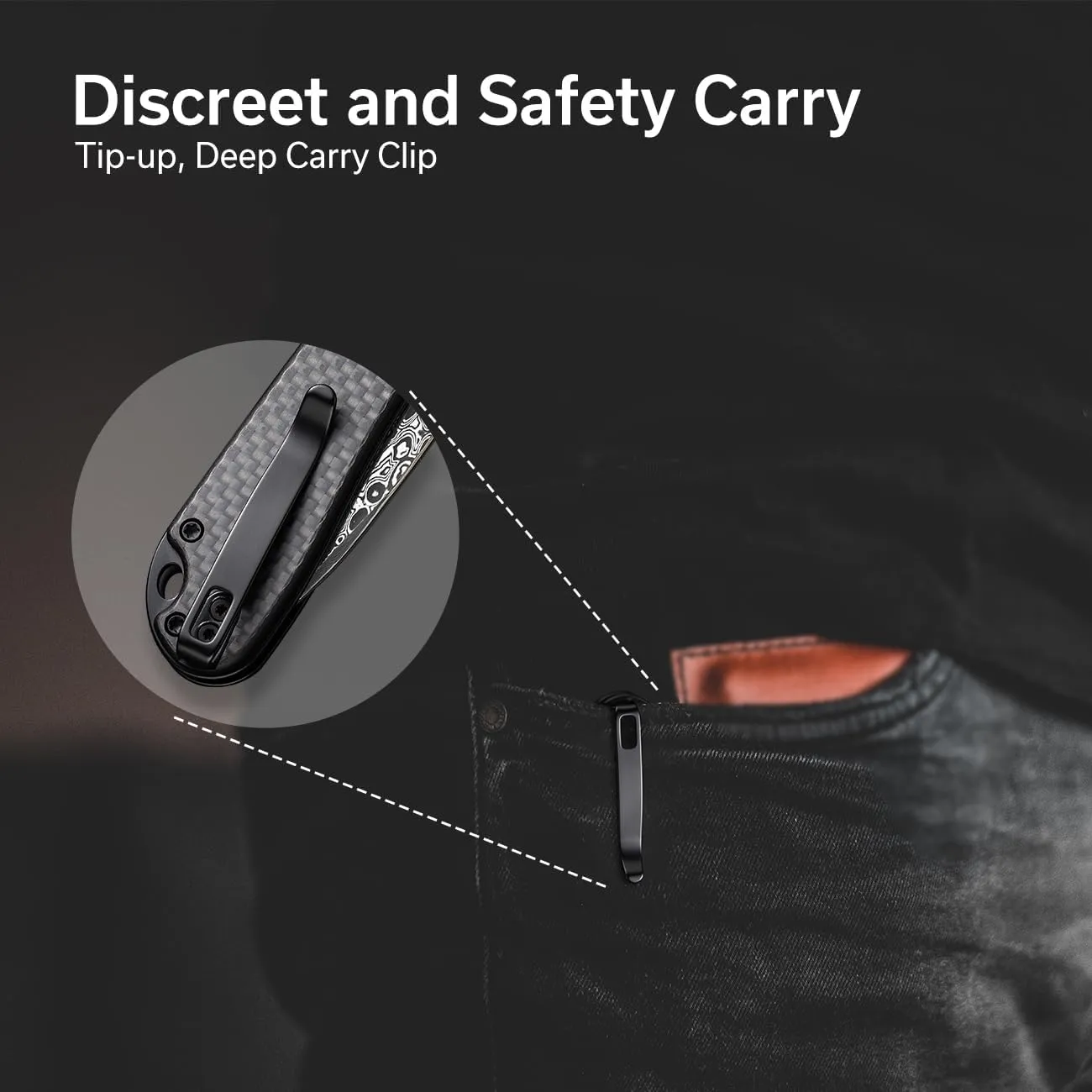 CIVIVI Elementum II Pocket Folding Knife, 2.96" Damascus Blade Utility Knife with Deep Carry Pocket Clip for EDC C18062PB-DS1