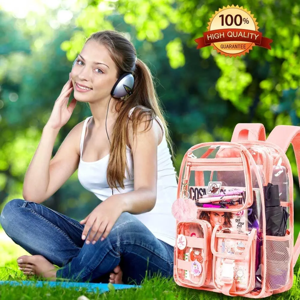 Clear Backpack, Heavy Duty Transparent Bookbag for Women and Men