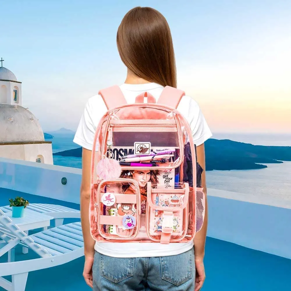 Clear Backpack, Heavy Duty Transparent Bookbag for Women and Men