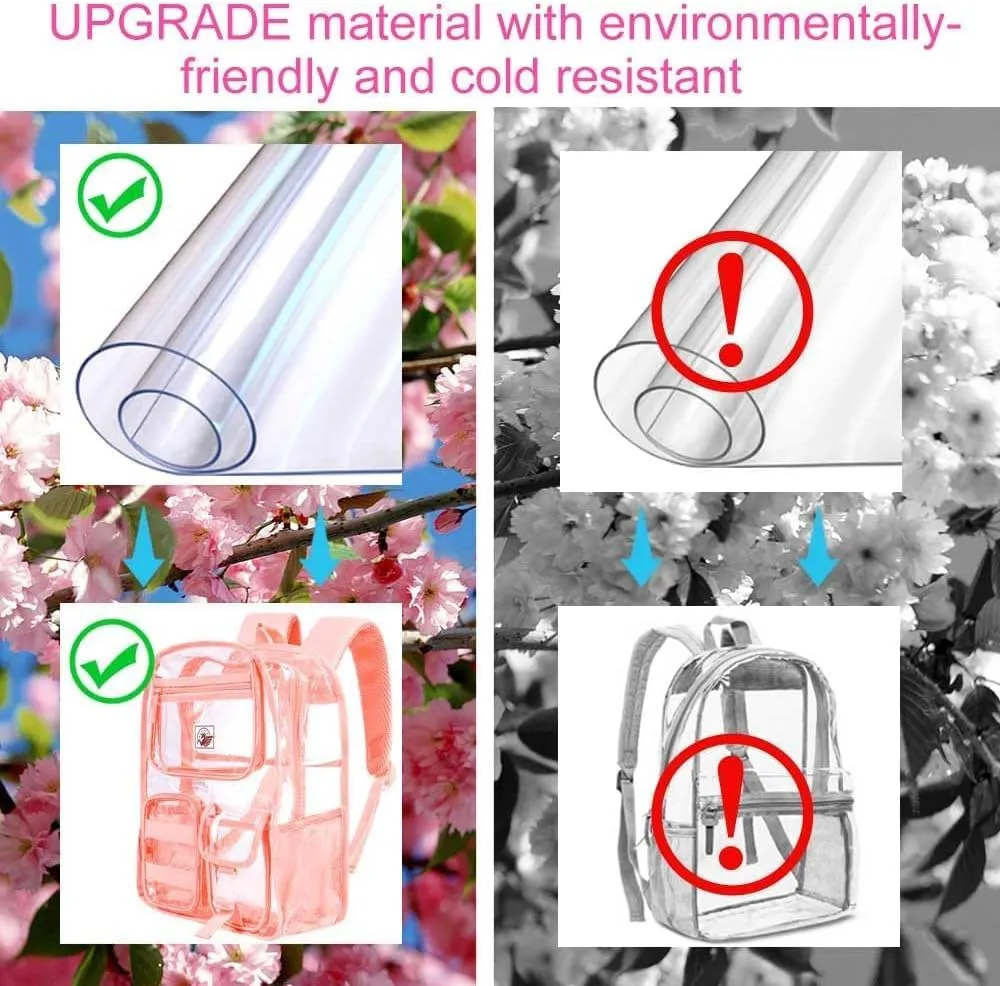 Clear Backpack, Heavy Duty Transparent Bookbag for Women and Men