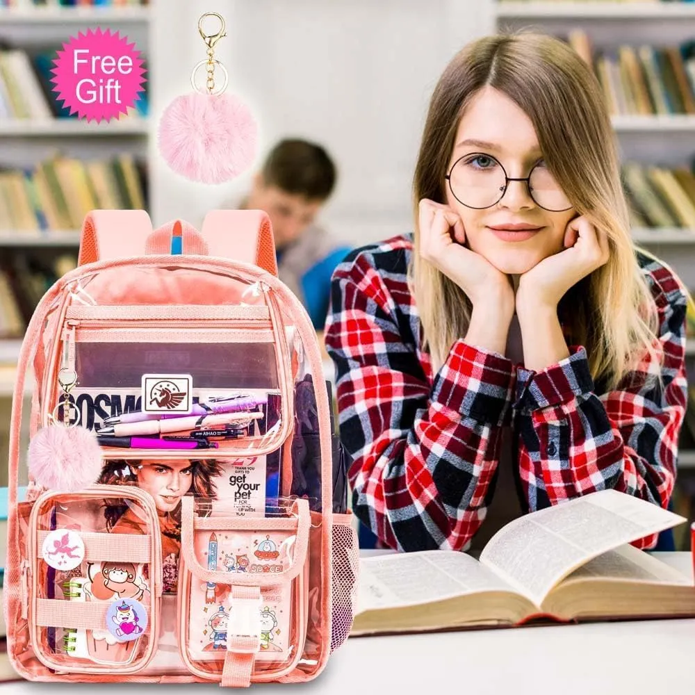 Clear Backpack, Heavy Duty Transparent Bookbag for Women and Men