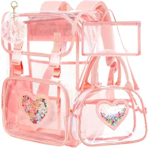 Clear Backpack, Heavy Duty Transparent Bookbag, See Through PVC Backpacks for Men Women