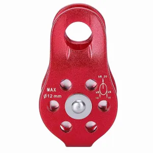 Climbing Pulley Aluminium Alloy Heavy Duty Single Rope Pulley Block Blue Safety Equipment 100kg Load Capacity Smooth Wheel for Outdoor Adventure (Red)