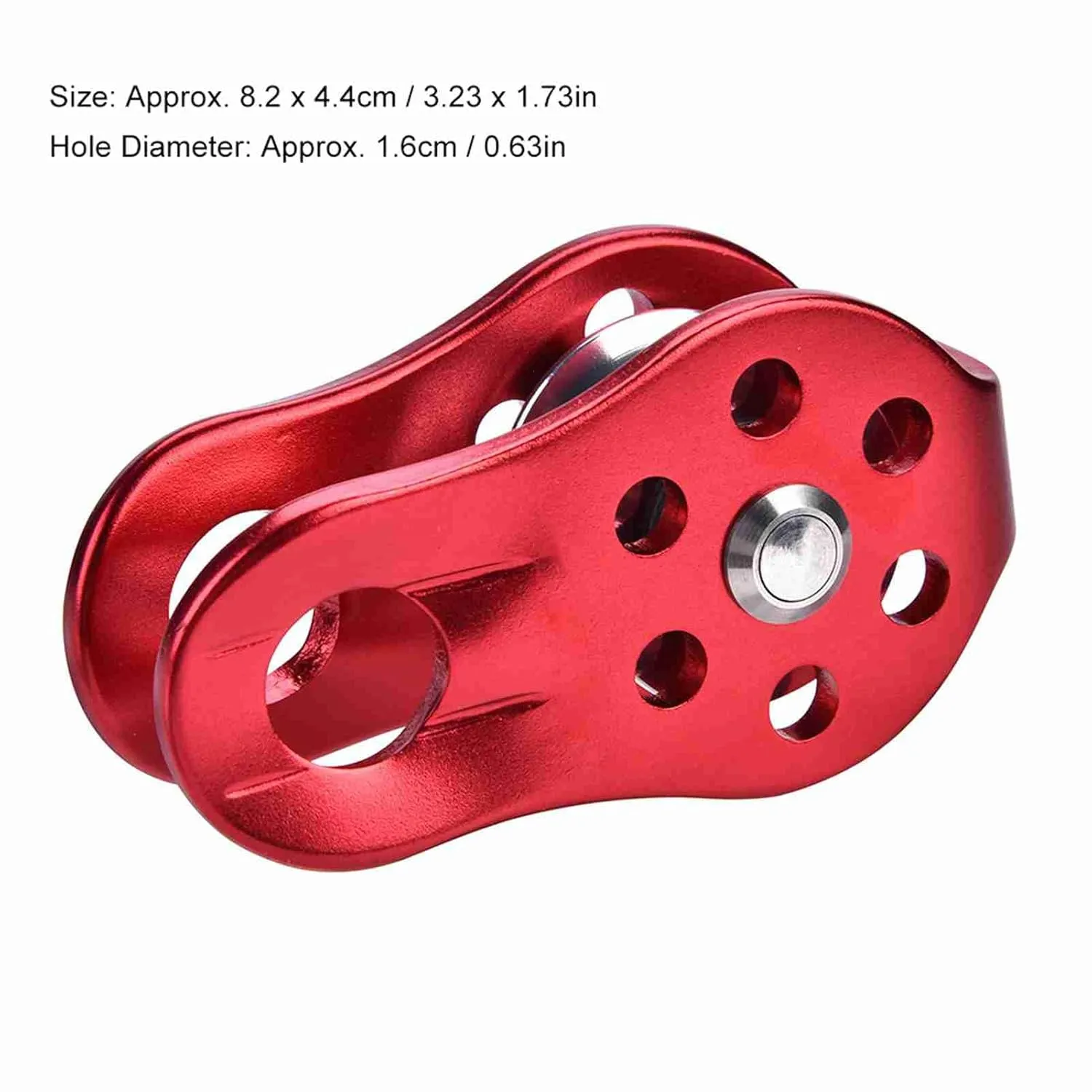 Climbing Pulley Aluminium Alloy Heavy Duty Single Rope Pulley Block Blue Safety Equipment 100kg Load Capacity Smooth Wheel for Outdoor Adventure (Red)