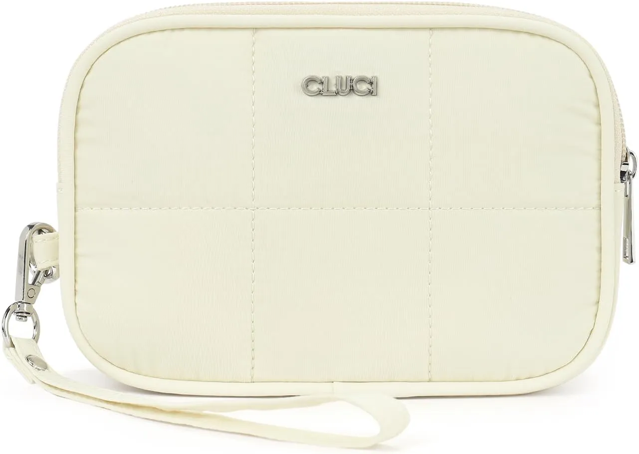 CLUCI Puffer Wristlet Wallet for Women Large Capacity 3 Zipper Purse Nylon Quilted Clutch Purse for Women
