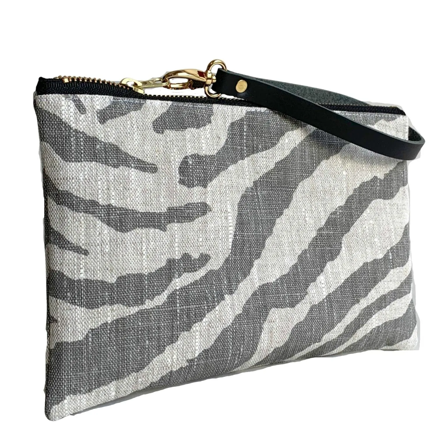 Clutch Bag in Zebra Print Linen