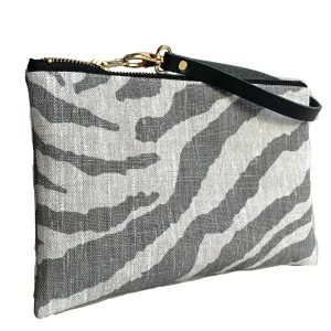 Clutch Bag in Zebra Print Linen