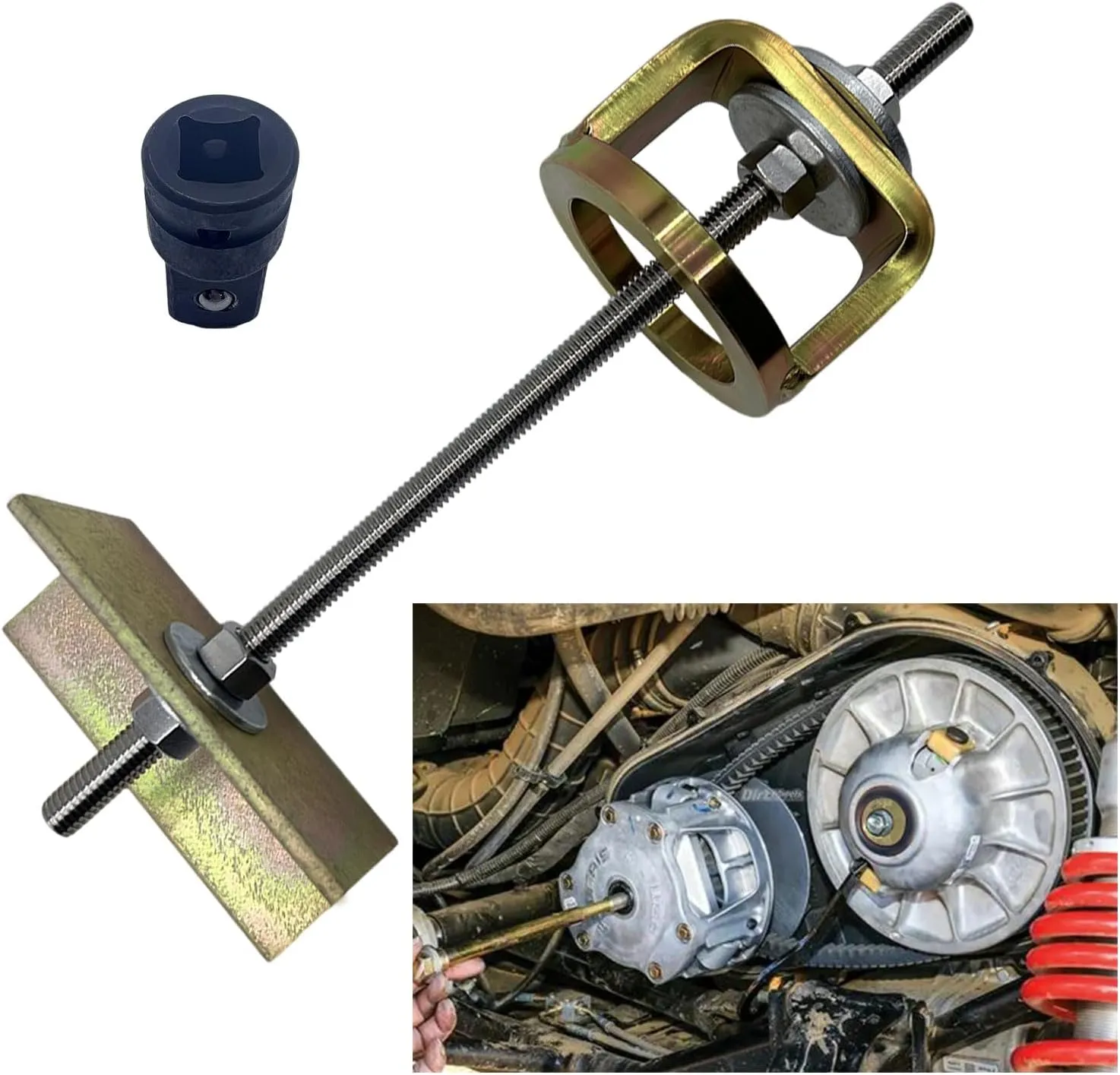Clutch Compression Tool ATV Snowmobile Compatible for YAMAHA RZR Kawasaki Polaris, Primary Secondary Clutch Spring Compressor Tool