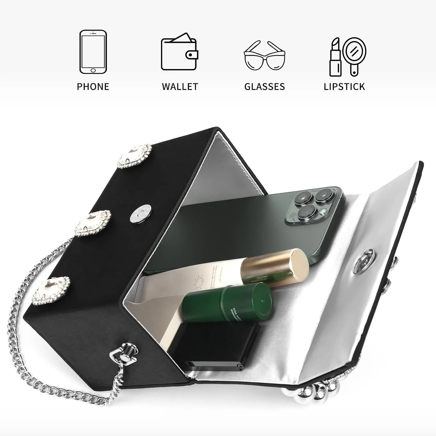 Clutch Purses for Women Fashion Rhinestone Evening Bag Purse Crossbody Bag Handbags for Women