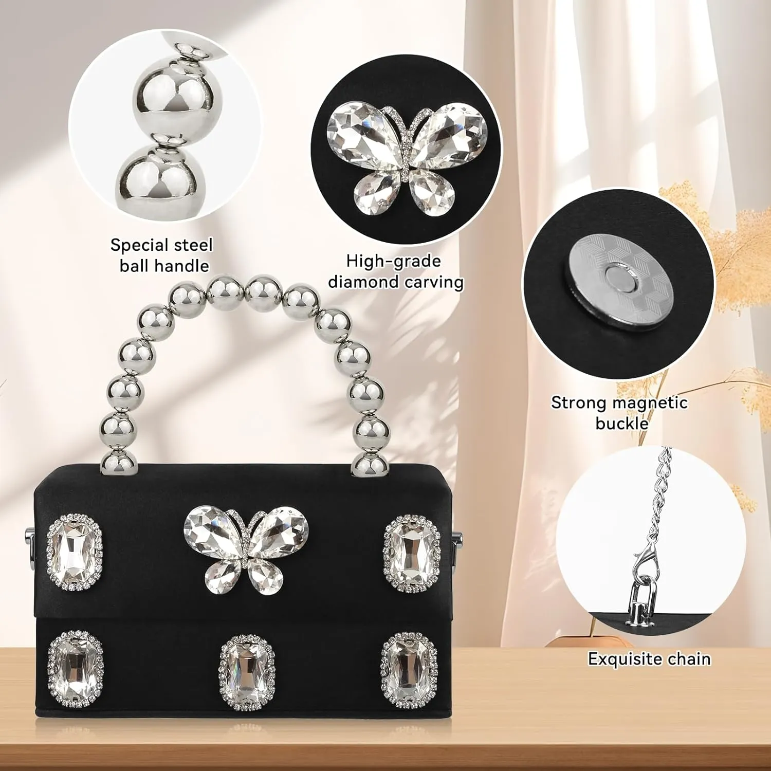 Clutch Purses for Women Fashion Rhinestone Evening Bag Purse Crossbody Bag Handbags for Women