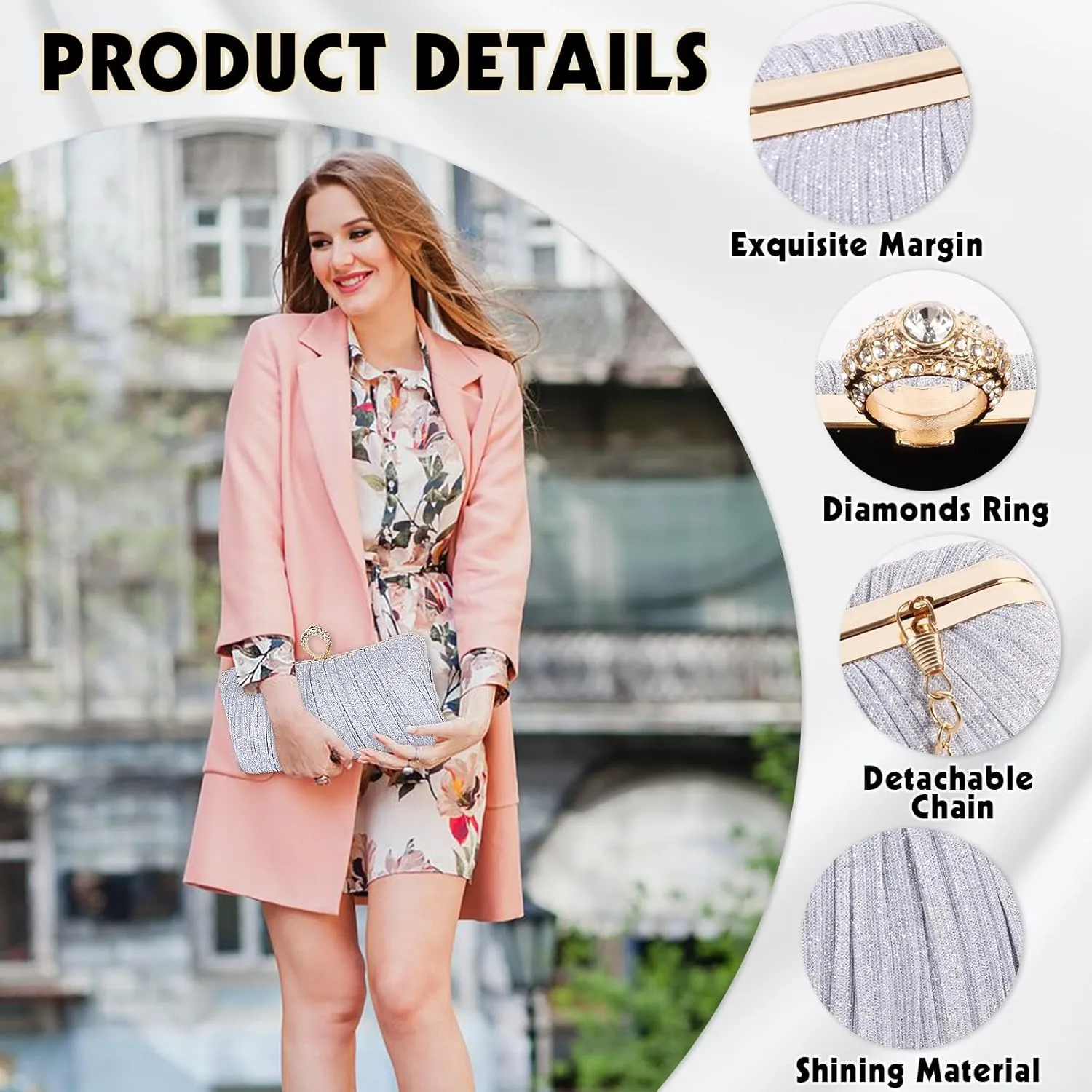 Clutch Purses for Women, Rhinestone Evening Bags Party Purse, Sparkling Handbag Purses for Wedding Bridal Prom Party