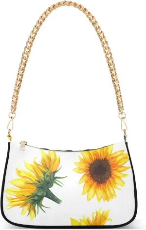 Clutch Purses for Women Trendy Chain Tote Bag Shoulder Handbags Sunflower Design Graduation Gifts for Her, Multi12