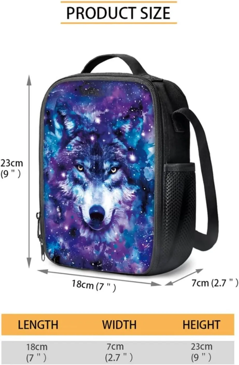 COEQINE Wolf Backpack, 2 Pcs School Backpack With Lunchbox Boys Girls Starry Sky BLue Galaxy Bookbag Teen Girls High School Middle High School Portable