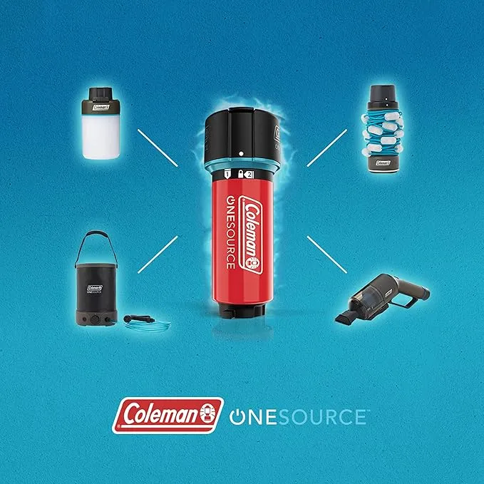 Coleman OneSource Rechargeable Outdoor Camping Gear: Camp Shower, Cordless Vacuum, Fan, Speaker, & Air Pump Options with Included Rechargeable Battery