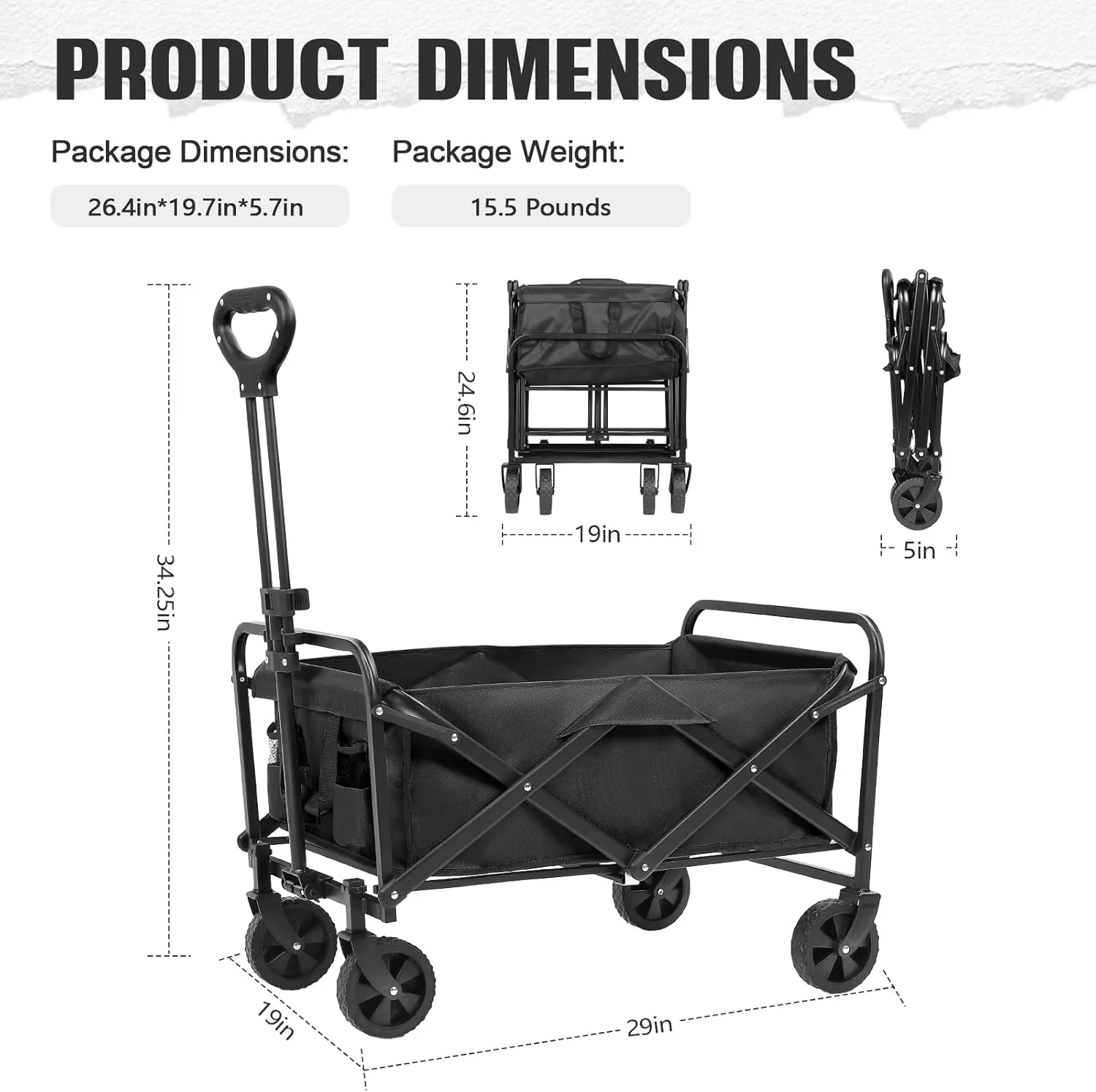Collapsible Wagon Cart Foldable,Wagon Carts with Wheels Folding,Utility Grocery Lounge for Sand Camping Sports Shopping Outdoor