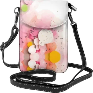 Color fragment paper Prints Leather Crossbody Flap Phone Bag - Versatile Gift for Women Walking, Camping, Shopping, and Travel