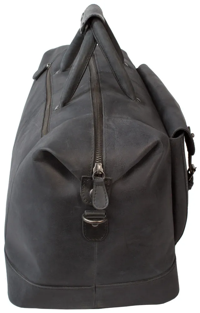 COMBO UBERBAG GOBI GRAPHITE GREY LEATHER HOLDALL BAG / MESSENGER BAG
