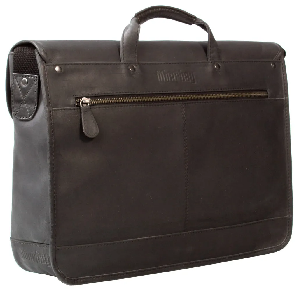 COMBO UBERBAG GOBI GRAPHITE GREY LEATHER HOLDALL BAG / MESSENGER BAG