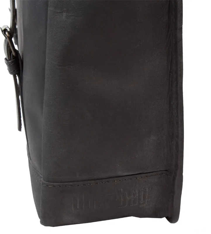 COMBO UBERBAG GOBI GRAPHITE GREY LEATHER HOLDALL BAG / MESSENGER BAG