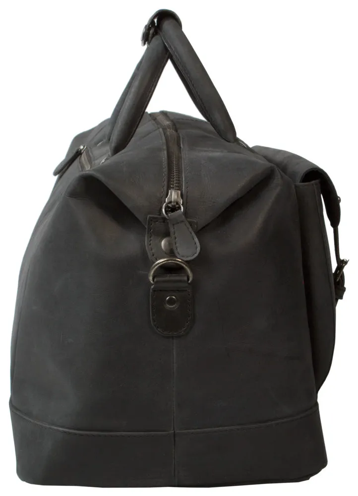 COMBO UBERBAG GOBI GRAPHITE GREY LEATHER HOLDALL BAG / MESSENGER BAG