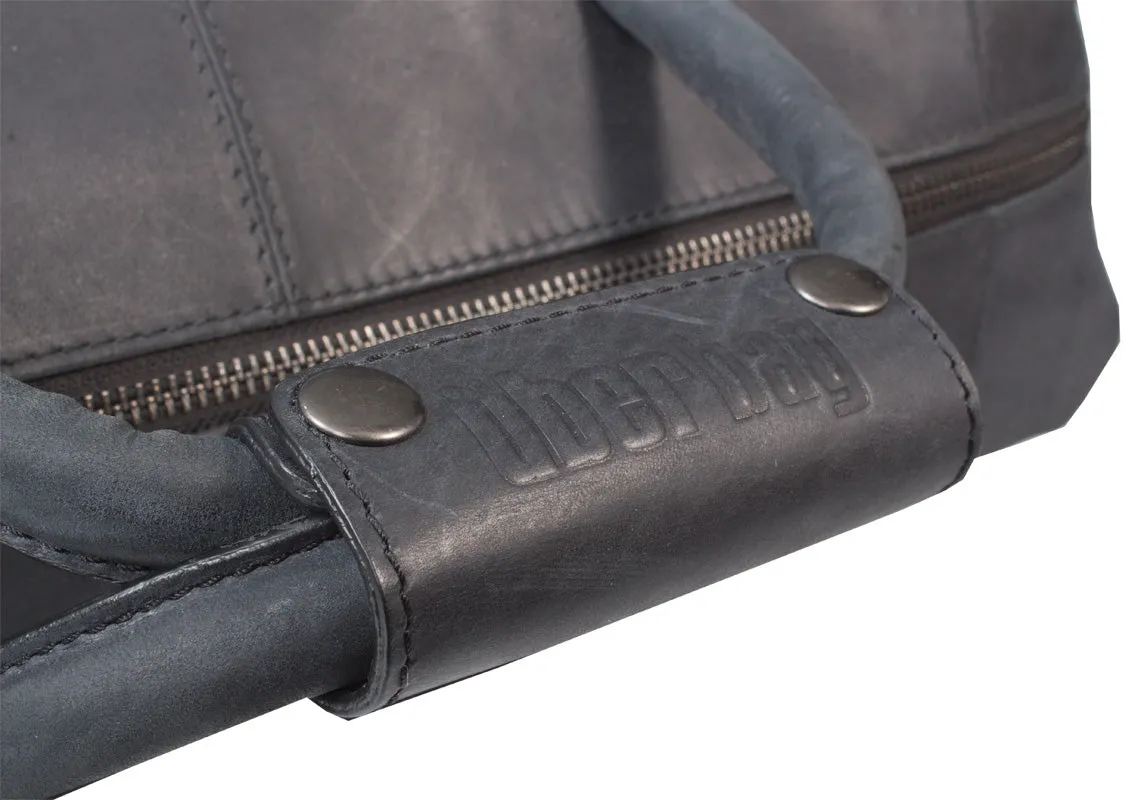 COMBO UBERBAG GOBI GRAPHITE GREY LEATHER HOLDALL BAG / MESSENGER BAG
