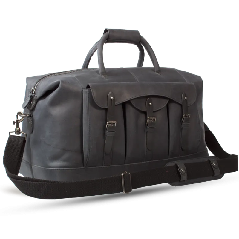 COMBO UBERBAG GOBI GRAPHITE GREY LEATHER HOLDALL BAG / MESSENGER BAG