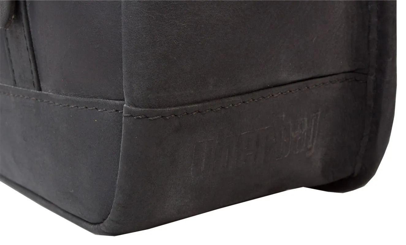 COMBO UBERBAG GOBI GRAPHITE GREY LEATHER HOLDALL BAG / MESSENGER BAG