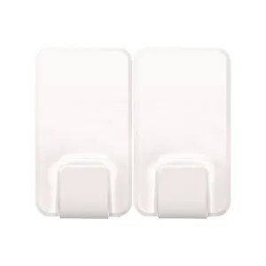 Command™ X-large Utility Hooks, Plastic, White, 15 lb Capacity, 2 Hooks and 8 Strips/Pack