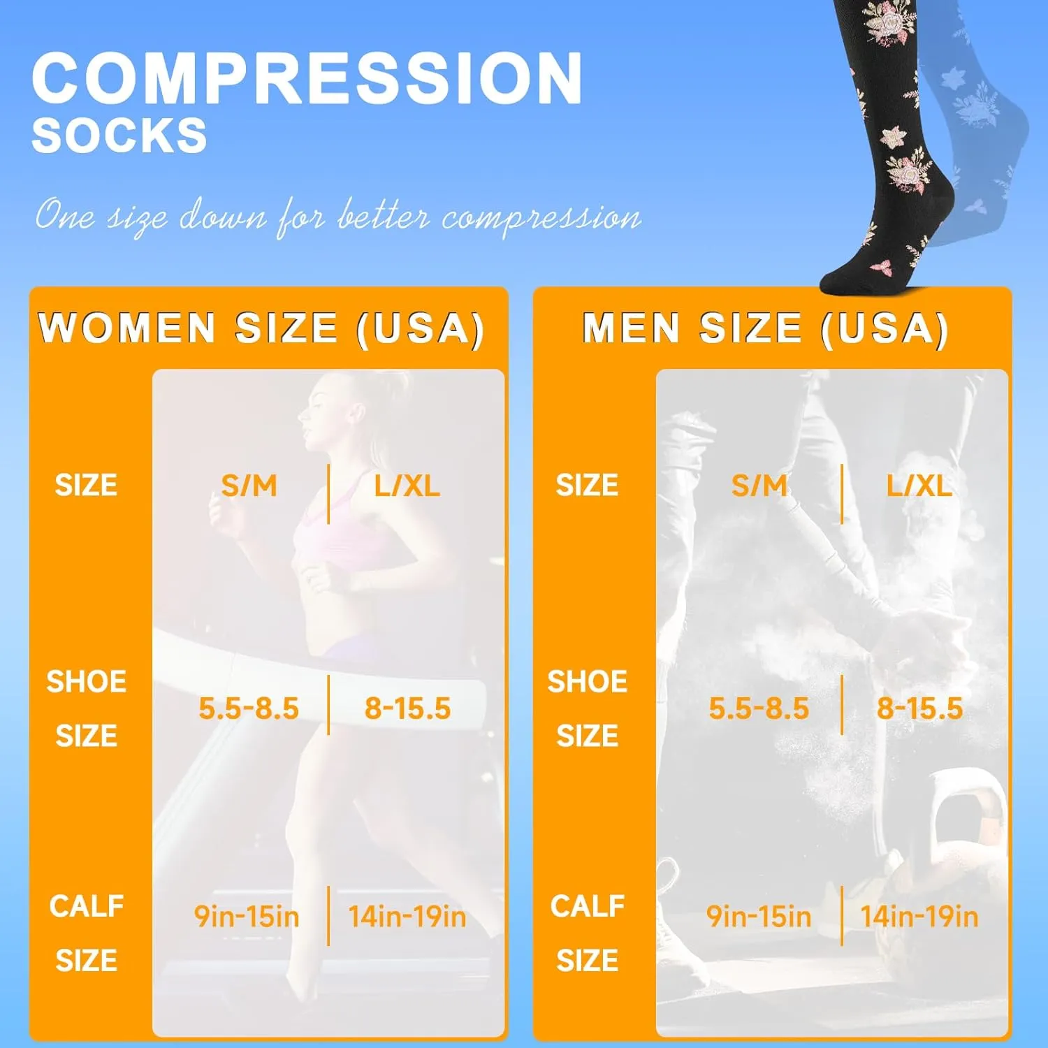 Compression Socks for Women & Men 6 Pairs Knee High Compression Socks 20-30 mmhg Best for Running,Nurse,Travel