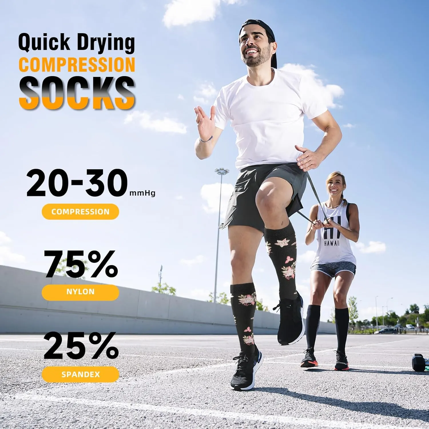 Compression Socks for Women & Men 6 Pairs Knee High Compression Socks 20-30 mmhg Best for Running,Nurse,Travel