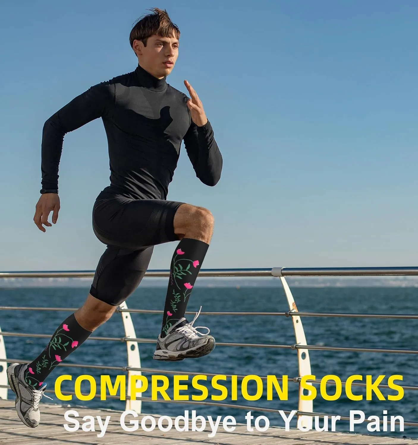 Compression Socks for Women & Men Circulation (4 Pairs) 15-20 mmHg is Best Support for Nurses Running Hiking Travel
