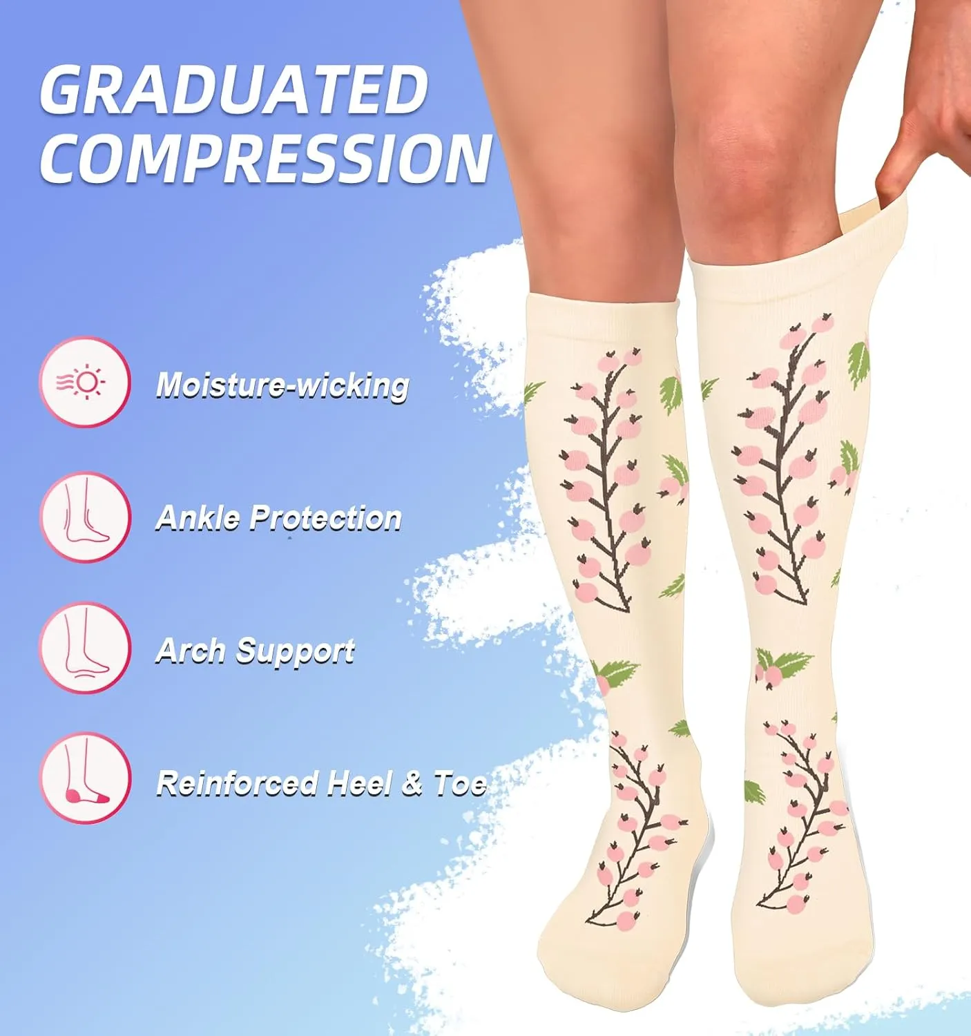 Compression Socks for Women & Men Circulation (4 Pairs) 15-20 mmHg is Best Support for Nurses Running Hiking Travel