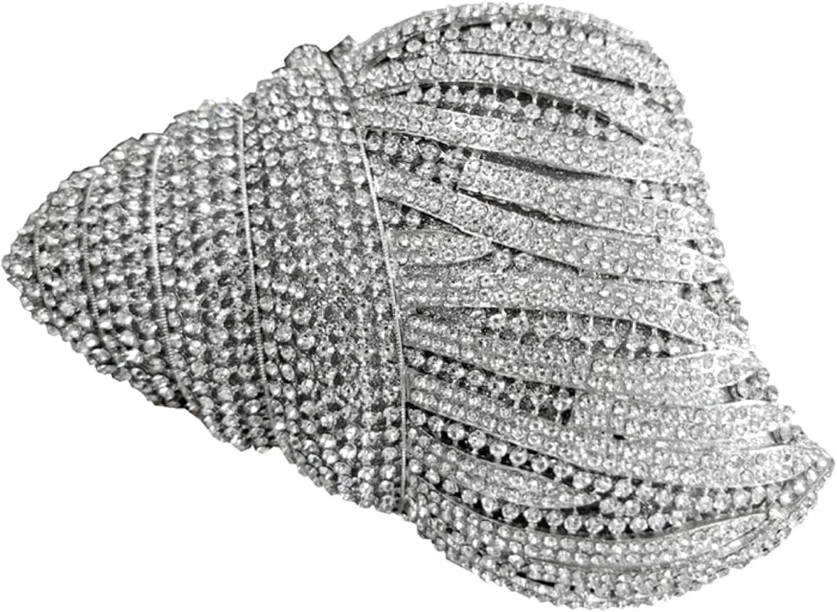 Conch Rhinestone Evening Clutch Bag for Women Novelty Crystal Clutch Purse Wedding Cocktail Party Shiny Handbag Purse